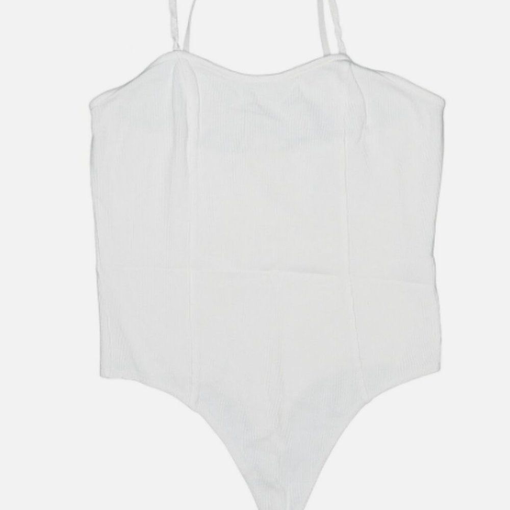 NWT Open Edit Women White Bodysuit M